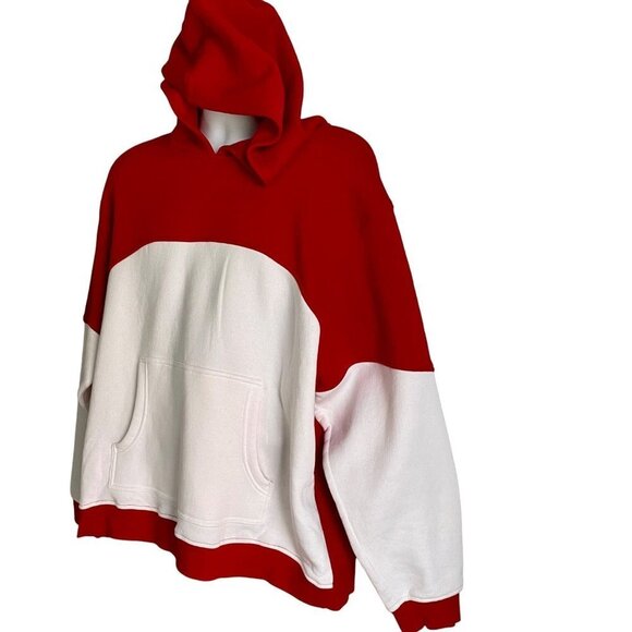 Red Oak Sportswear Mens Pullover Hoodie Sweatshirt with Pocket Red White XL - Picture 8 of 15